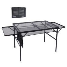 Nice C Modern Folding Grill Table, Rectangular, Gray, 53.15" x 23.6" 26", Mesh Top, Alloy Steel Frame, Adjustable Height, Waterproof, Indoor and
