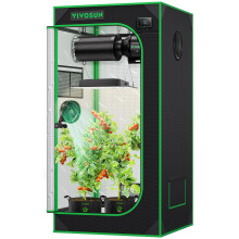 VIVOSUN S224 2x2 Grow Tent, 24"x24"x48" High Reflective Mylar with Observation Window and Floor Tray for Hydroponics Indoor Plant for VS1000