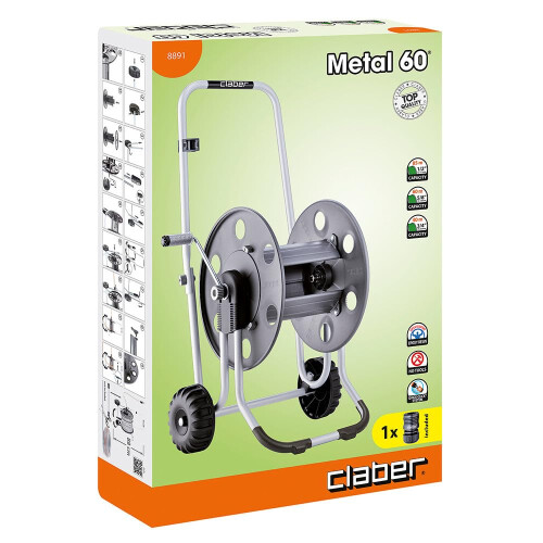 Claber Claber 8891 Metal 60 Trolley, Black/Orange/Grey 2