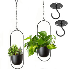 VDYXEW Metal Hanging Flower Pot, Hanging Decoration Pot, Metal Black Bolo Hanging Basket, Ceiling Hanging Planter for Indoor Plants, Succulents, Air