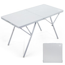 EVER ADVANCED Camping Table that Fold up for 4-6 Person, 4ft Folding Table Picnic Height Adjustable, Foldable Outdoor Heavy Duty, for Dining Garden