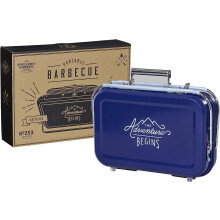 Gentlemen's Hardware Portable BBQ, Lightweight Suitcase-Style in Stainless Steel, Colour: Navy/Blue, 32 x 31.5 x 40 cm, GEN253. Grill and Coal Tray
