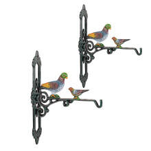 Sungmor Cast Iron Hanging Plant Bracket, 2 Pack Heavy Duty Hanging Basket Brackets, 10" Deep Outdoor Wall Plant Hangers, Decorative Garden Hooks for