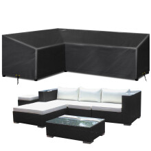 RICHIE L-Shape Garden Outdoor Furniture Covers Waterproof, Patio Rattan Corner Sofa Cover, L Shape Garden Sofa Covers Heavy Duty Windproof Rip Proof
