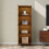 Living And Home 4-Tier Narrow Bookcase Storage Cabinet with Doors 3