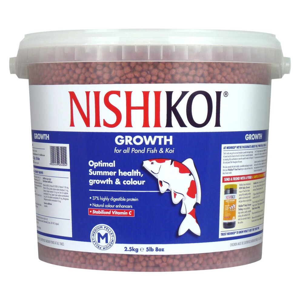 Nishikoi Growth Complete Food For Koi And Pond Fish - Medium Pellets - 2.5Kg