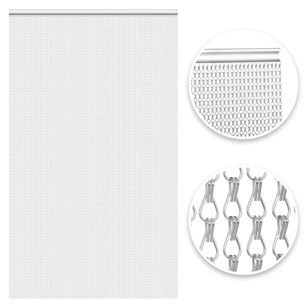 VerRich Chain Curtain Chain Fly Screens Silver 90 x 210cm Aluminium Metal Fly Curtain Insect Screen for Fly Control-image-OPC-PMXWSRG-NEW