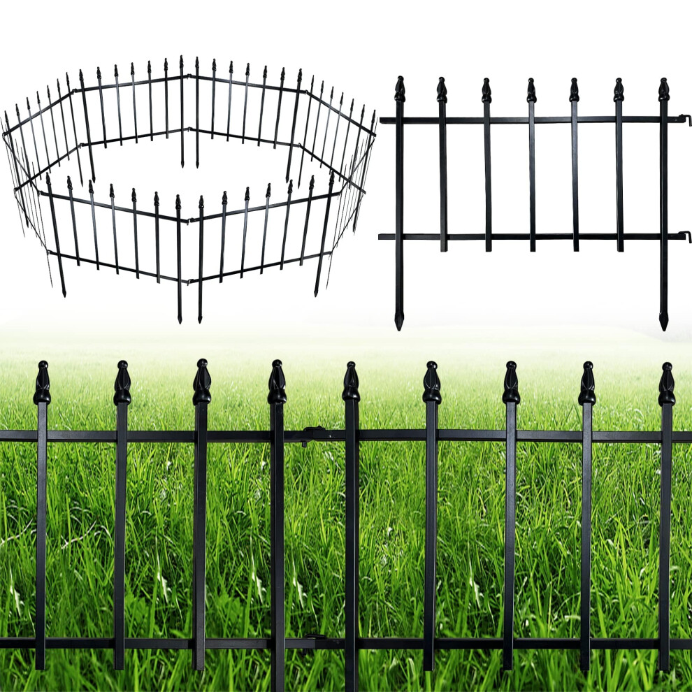Arifaro Decorative Metal Garden Fence 46Cm High X 56Cm Wide 5 Pack, Animal Barrier For Dog Pet, Border Garden Fencing For Outdoor Patio Lawn Yard 8000002511261
