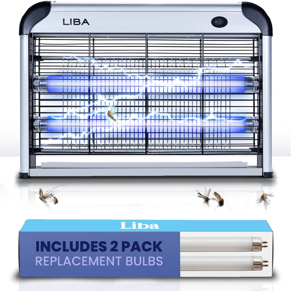 Liba Electric Bug Zapper, Insect And Fly Killer 20W Insect Bug Catcher - Mosquito, Fly, Moth, Wasp Killer For Indoor, Fly Zapper Repellent With 2 Pack Light