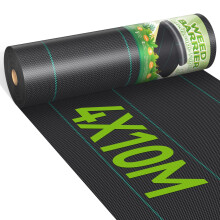 iropro 4m x 10m Heavy Duty Weed Control Membrane Garden Weed Barrier Fabric for Landscaping Driveway Gravel Artificial Grass Lawn Underlay Black Woven
