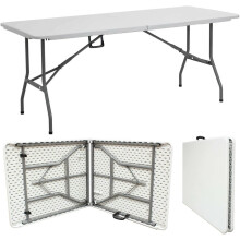 6ft Heavy Duty Folding Table - Ideal for Catering, Camping, Picnic, Party - Portable & Compact Trestle Table with Carry Handle - Indoor/Outdoor