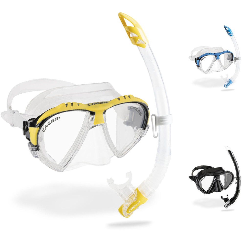 Cressi Adult Matrix & Gamma Mask & Snorkel Set - Clear/ Yellow