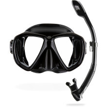 Cressi Set Ranger & Dry - Snorkel Set for Adults, Mask and Snorkel in Practical Case, Black / Black