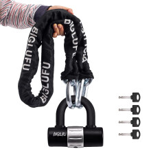 BIGLUFU Bike Chain Lock, 120cm Long Heavy Duty Motorcycle Lock, 12mm Thick Cycling Chain Lock High Security Chain Locks for Bicycle, Motorcycle, Door,