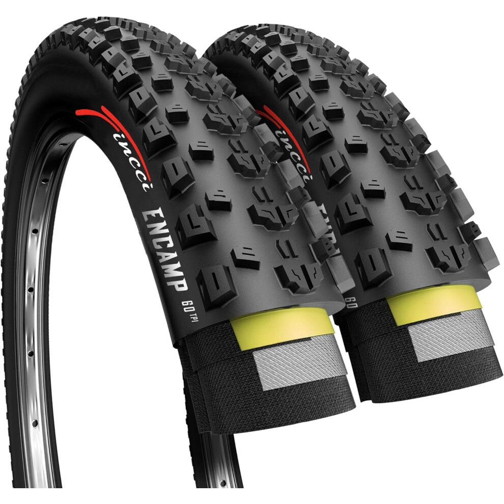 Fincci Bicycle Tyres Mtb 27.5 X 2.25 Inch - Pair Foldable Tires 27.5" With 1 Mm Nylon Protection, 60 Tpi, Tyres 57-584 For Hybrid, Mountain Bikes, 8000002523943
