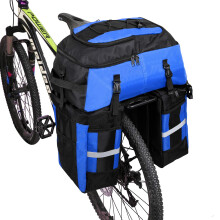PELLOR 70L Waterproof 3 in 1 MTB Bike Rear Bicycle Pannier Bags Bike Rack Bag with Rain Cover (Blue)