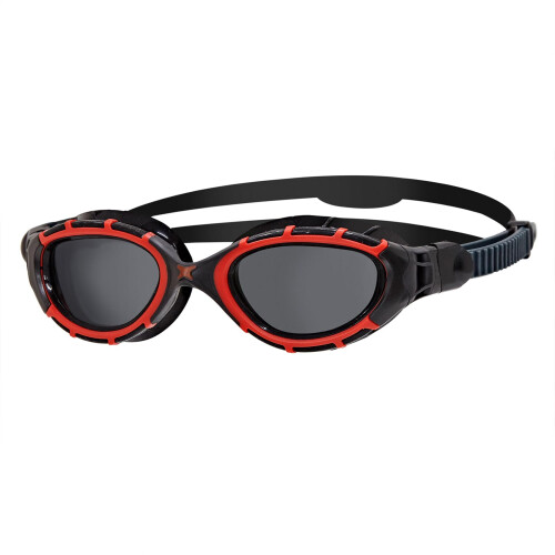 Zoggs Zoggs Predator Flex Goggle, UV Protection Swim Goggles,Red/Black/Smoke Polarized, regular