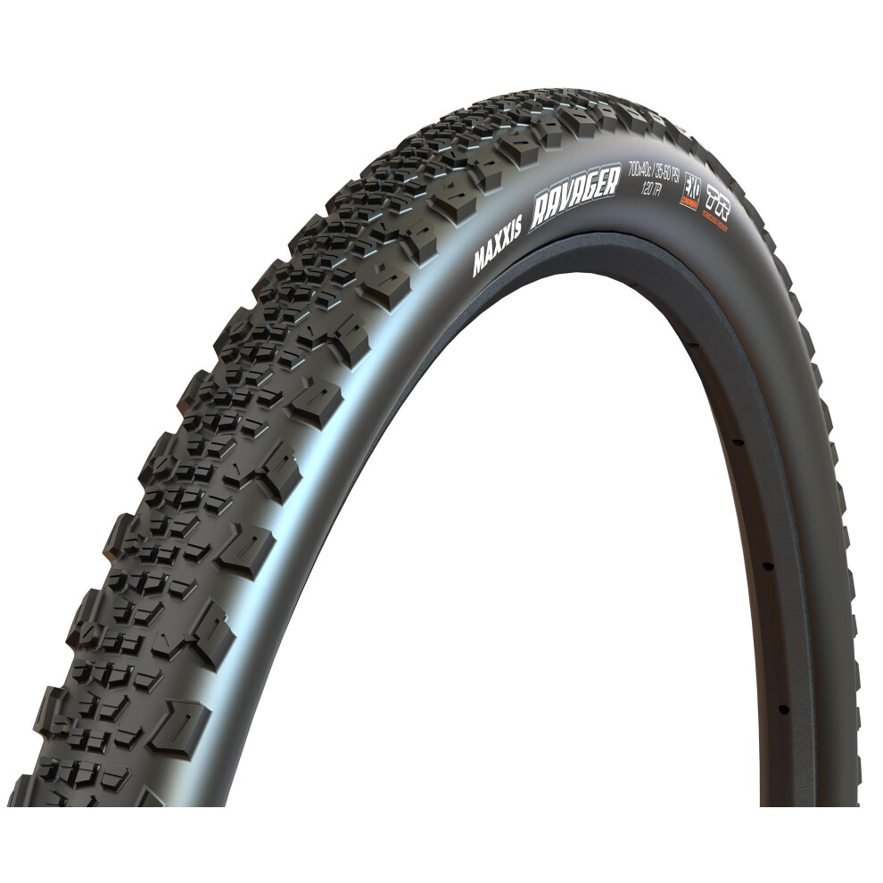 Maxxis Ravager Bicycle Tyre With Folding Bead 700X45c Dual Compound, Exo, Tubeless Ready, Black 8000002530705