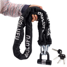 BIGLUFU Bike Chain Lock, 120/150cm Long Heavy Duty Motorcycle Lock, 10/12/15mm Thick Cycling Chain Lock High Security Chain Locks for Bicycle,