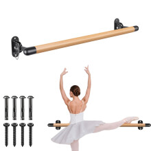 BeneLabel 90cm Ballet Barre, Adjustable Wooden Dance Stretching Bar Wall Mounted Home Barre Workout Equipment with Metal Support Bracket Holder for