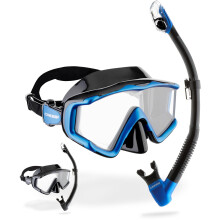 CRESSI Liberty Triside & Epsilon Dry Black/Sapphire - Unisex Liberty Triside Mask and Epsilon Dry Snorkel, Ideal for Snorkelling and Diving,