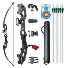 D&Q Archery Set Adult Bow and Arrow Set Adult Takedown Recurve Bow Hunting Bow Target Practice Competition Survival Longbow Right Hand 50" 30lbs,