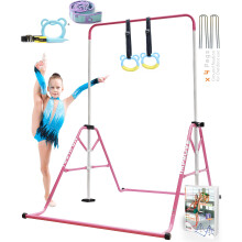 YOUTIFUN Gymnastics Bar, Kids Gym Equipment 5 Level Height Adjustable Pull Up Horizontal Gymnastic Bar, Gymnastics Equipment for Home for Girls & Boys