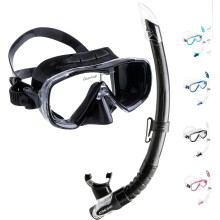 Cressi Estrella & Gamma Combo - Combo Set Mask Estrella + Snorkel Gamma for Snorkelling and Diving, Black/Black, One Size, Adult Unisex