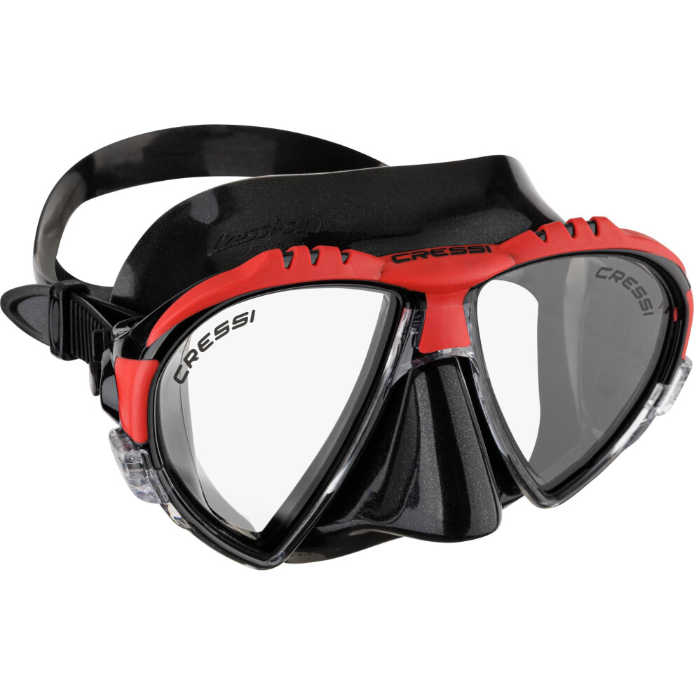 Cressi Matrix Mask - Diving, Apnea And Snorkeling Mask - Soft Silicone, Black/Red