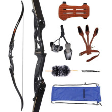 Huntingdoor 56" Takedown Recurve Bow Kit Adults Longbow 30-50 lbs with Archery Accessories Aluminium Alloy Riser Archery Set for Target Practice