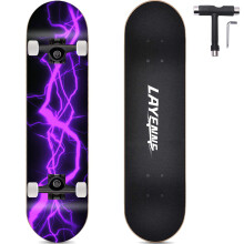 LAYENNE Skateboard, 31 x 8 Inch Complete Skateboard, 7 Layers Maple Skateboard Deck, ABEC-11 Holder, Suitable for Adults, Beginners, Boys, Girls,