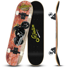 Sefulim 31 x 8 Inch Complete Skateboard 7 Layer Canadian Maple Double Kick Deck Concave Cruiser Trick Skateboard for Boys Girls Teens Adults Beginner