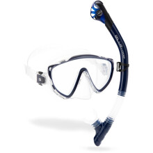 CRESSI Tino & Scilla Clear/Blue Navy - Adult Combo Set Tino Snorkeling Mask and Snorkel Scilla, Clear/Blue Navy, One Size
