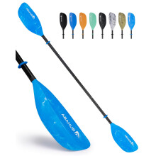 Abahub Adjustable Kayak Paddle 210-230 cm/82-90 Inches Floating Kayaking Oars Boating Oars Canoeing Oars Blue with White Wave Print