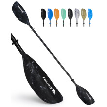 Abahub Adjustable Kayak Paddle 210-230 cm/82-90 Inches Floating Kayaking Oars Boating Oars Canoeing Oars Black with White Wave Print