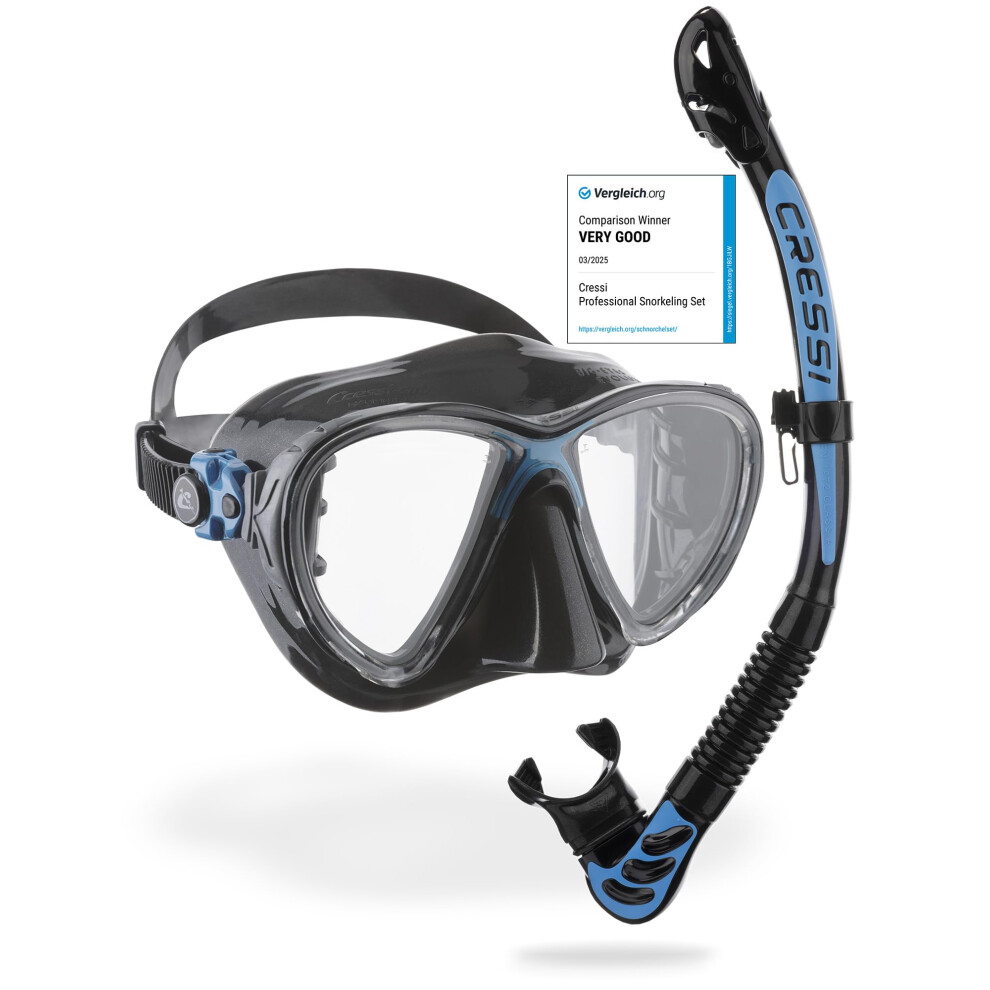 Cressi Unisex's C/Set Big Eyes Evolution+Alpha/Ud Snorkeling/Diving Combo, One Size Black/Blue