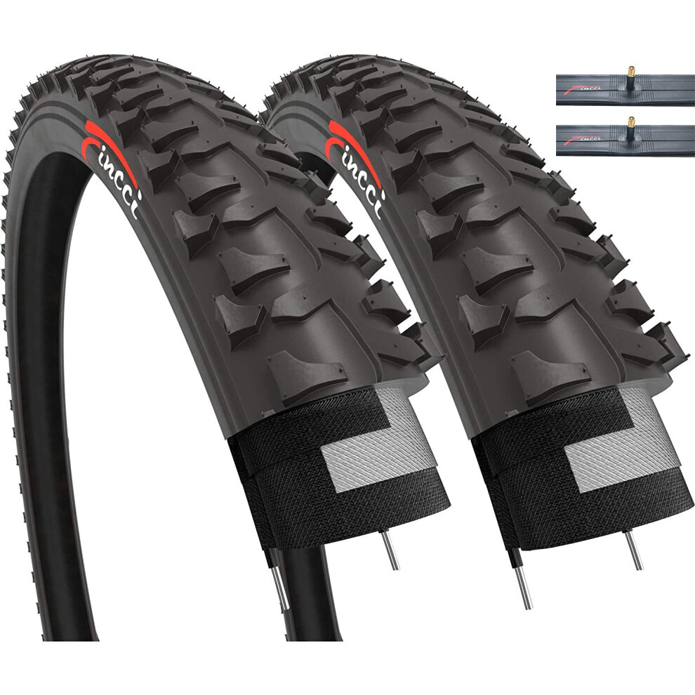 Fincci Mtb Bike Tyres 20 X 1.75 Inch - Set Bicycle Tyres 20" With 2X 20-Inch Schrader Inner Tubes, Tires 47-406 For Kids, Teenagers And Adults - Pack 8000002549875