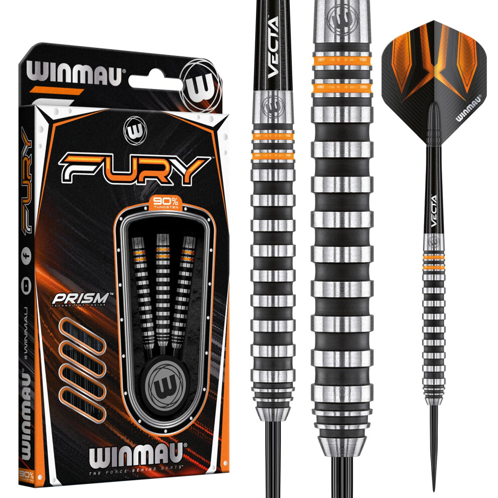 New Winmau Darts Fury 28G Tungsten Darts Set With Prism Flights & Vecta Shafts - Professional High-Performance For Precision, Accuracy, Durability & 1458-28