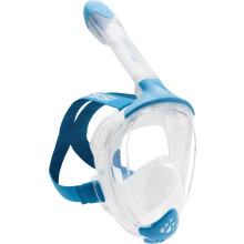CRESSI Java Full Face Mask Clear/Blue S/M-Unisex Full Face Snorkel Mask, Ultra Clear Anti Fog Lens, 100% Silicone, Snorkel Dry with Safety Valves,