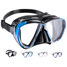 CRESSI Big Eyes Mask Black/Bluee - Single Big Eyes Mask for Diving and Snorkelling, Black/Blue, One Size, Adults