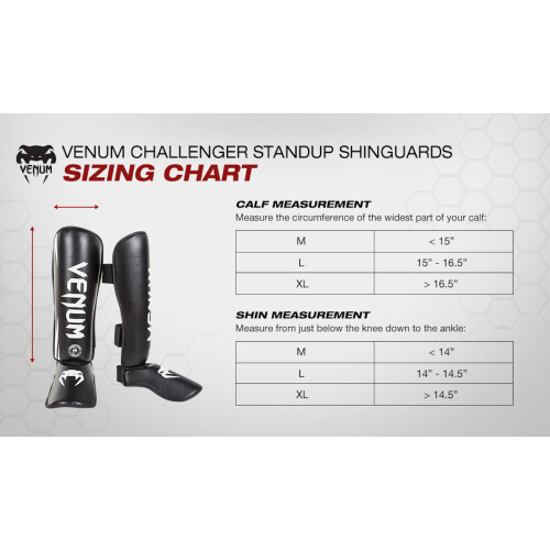 Venum Challenger Shin Guards, Black/White, X-Large 2