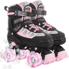 Nattork Adjustable Roller Skates for Kids Boys, Roller Boots for Girls with All Light up Wheels, Kids Quad Rollerskates for Beginners, Indoor Outdoor