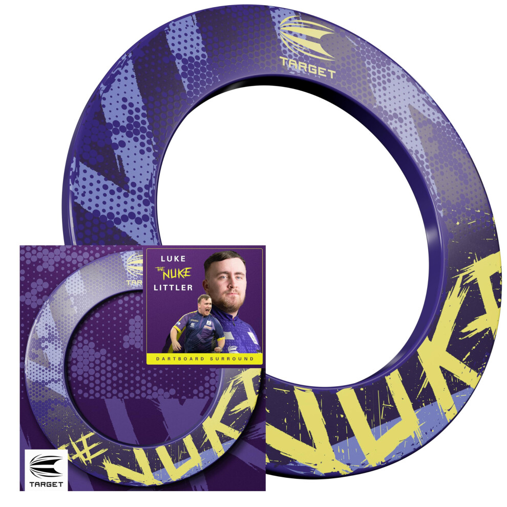 Target Darts Luke Littler Dartboard Surround | The Nuke Dart Board Protector Ring, Compatible With All Steel Tip Dartboards, & Dart Purple/Yellow