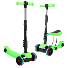 YOLEO Kids Three Wheel Kick Scooter with Removable Seat, LED Flashing Wheels, Height Adjustable, 3-in-1 Lightweight Children's Scooter Boys and Girls