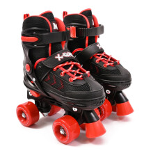 M.Y X-Skate Adjustable Red Quad Roller Skates with Built In Adjusters Kids Roller Boots for Boys & Girls - Small