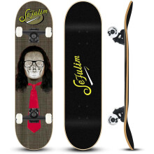 Sefulim 31 x 8 Inch Complete Skateboard 7 Layer Canadian Maple Double Kick Deck Skateboard for Boys Girls Teens Adults Beginner