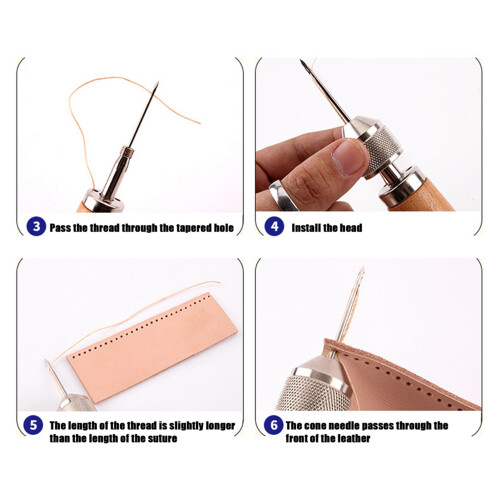 Type B Sewing Awl Kit: Metal & Beech Design for Leathercraft Projects 2