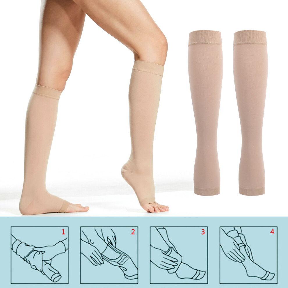 S Skin Color Graduated Compression Socks for Veins Open Toe Design