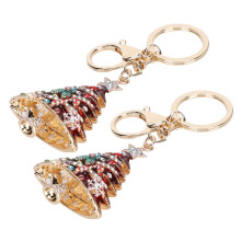 2Pcs Red Christmas Tree Keychain Pendants, Zinc Alloy, 128x46mm