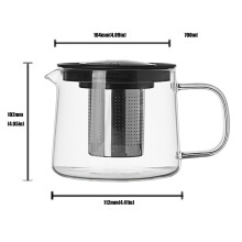 Verfijnde glazen theepot voor warme dranken Dun gebouwd-700 ml